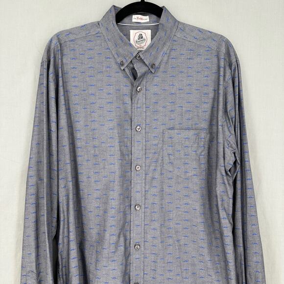 Vintage Kennington LTD Shirt Men Large Gray Mustache Print Novelty Button Estate - Picture 5 of 10